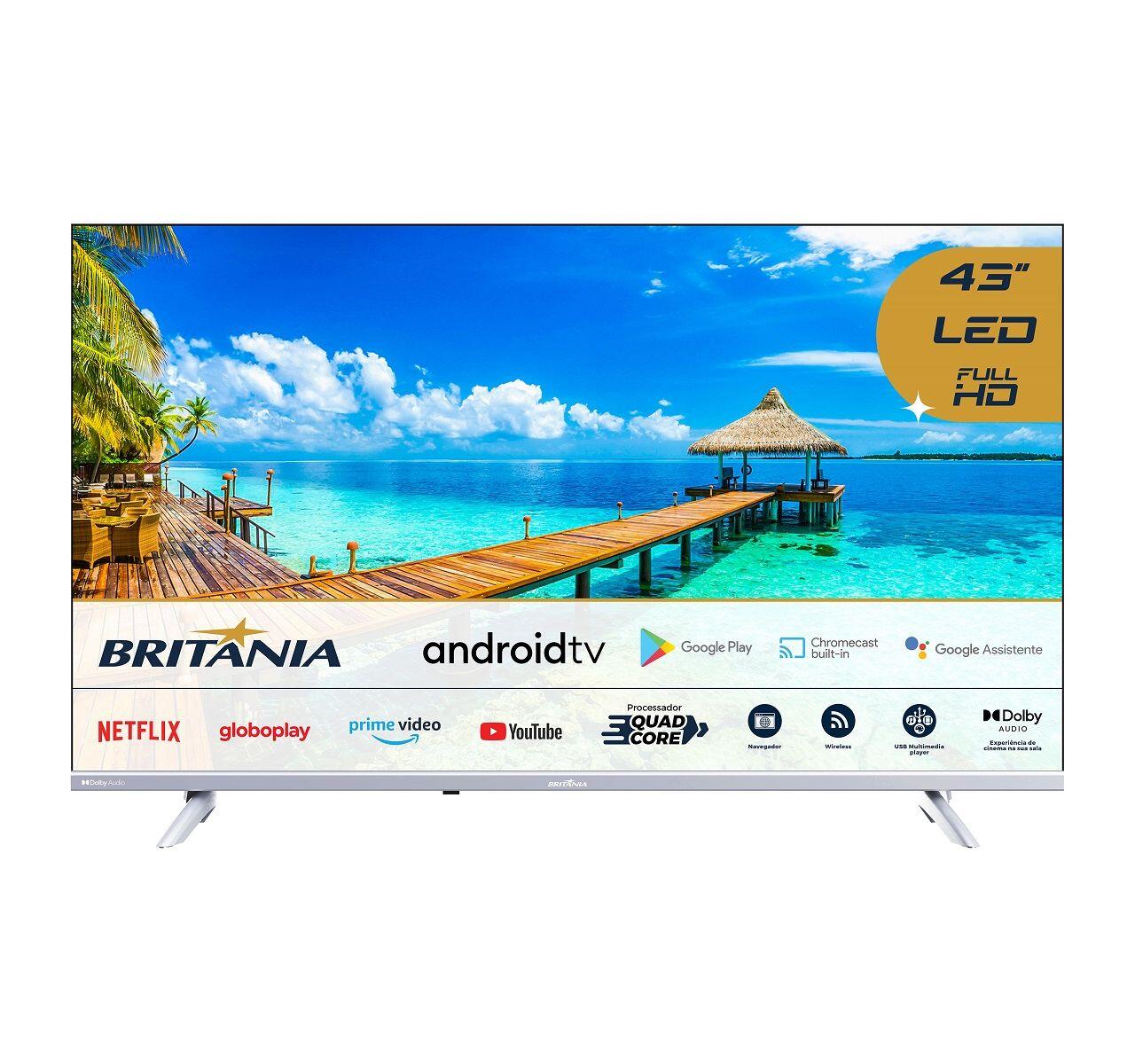 Smart TV Britânia 43 Polegadas BTV43E3AAGSSGBLF Full HD LED Dolby Audio Android TV