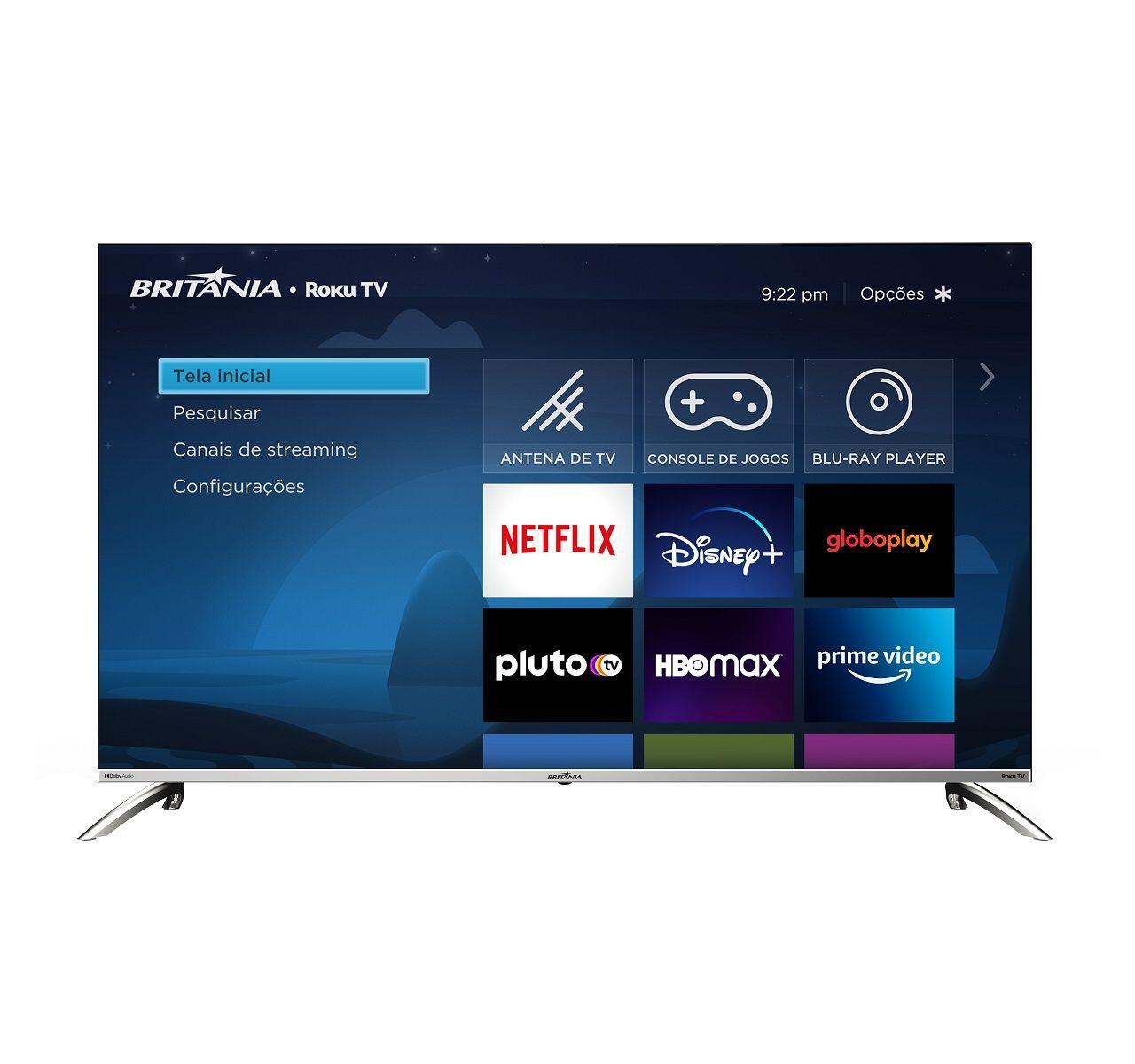 Smart TV Britânia 50 Polegadas BTV50G7PR2CSBL 4K UHD LED Dolby Audio Roku TV