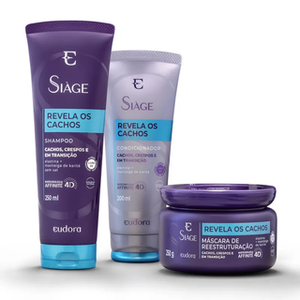 Combo Siàge Revela os Cachos: Shampoo 250ml + Máscara 250g + Condicionador 200ml