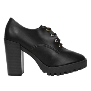 Ankle Boot Moleca Salto Alto Tratorada Feminina – Preto