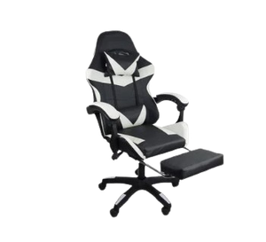 Cadeira Gamer Oficial Webshop Stillus, Até 120 KG, Ergonômica, Apoio Para Os Pés, Preta e Branca