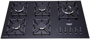 Cooktop a Gás 5 Bocas Preto com Mesa de Vidro e Tripla Chama Dako Diplomata Bivolt