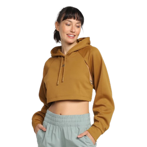 Moletom Cropped Adidas Hiit C/ Capuz Feminino – Bronze