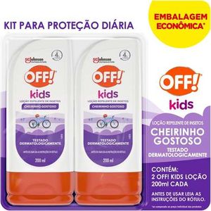 Off! Kids Kit Repelente Infantil 2 Unidades, Loção Não Oleosa, Eficaz Contra Mosquitos, Proteção Por Até 4h, 200ml Cada