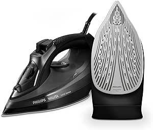 Philips Walita Preto Ferro A Vapor Série 5000 1470W, Vapor constante de 25 g/min, Sistema de vapor extra de 180 g, SteamGlide Plus (DST5040/85), 110v