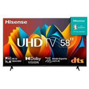 Smart TV 58″ Hisense Ultra HD 4K DLED A6K com Sleep timer, entrada HDMI e Wi-Fi – 58A51HSV