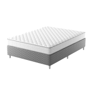 Cama Box com Colchão Queen Sigma Molas Ensacadas (22x158x198) Branco e Cinza – Modern