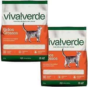 Kit Duas Areias Higiênicas Para Gatos Viva Verde Grãos Grossos