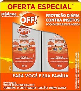 OFF! Family, Loção Repelente de Mosquitos e Insetos, Proteção por até 4h, 2 Unidades de 100ml Cada